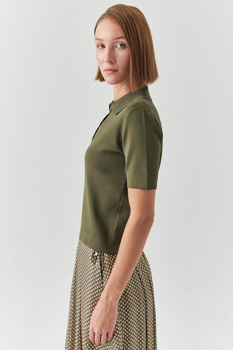 Jaylah Short Sleeve Blouse, Alternate, color, Khaki
