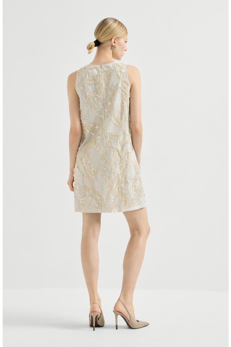 Mini dress with dazzling embroidery, Alternate, color, Beige