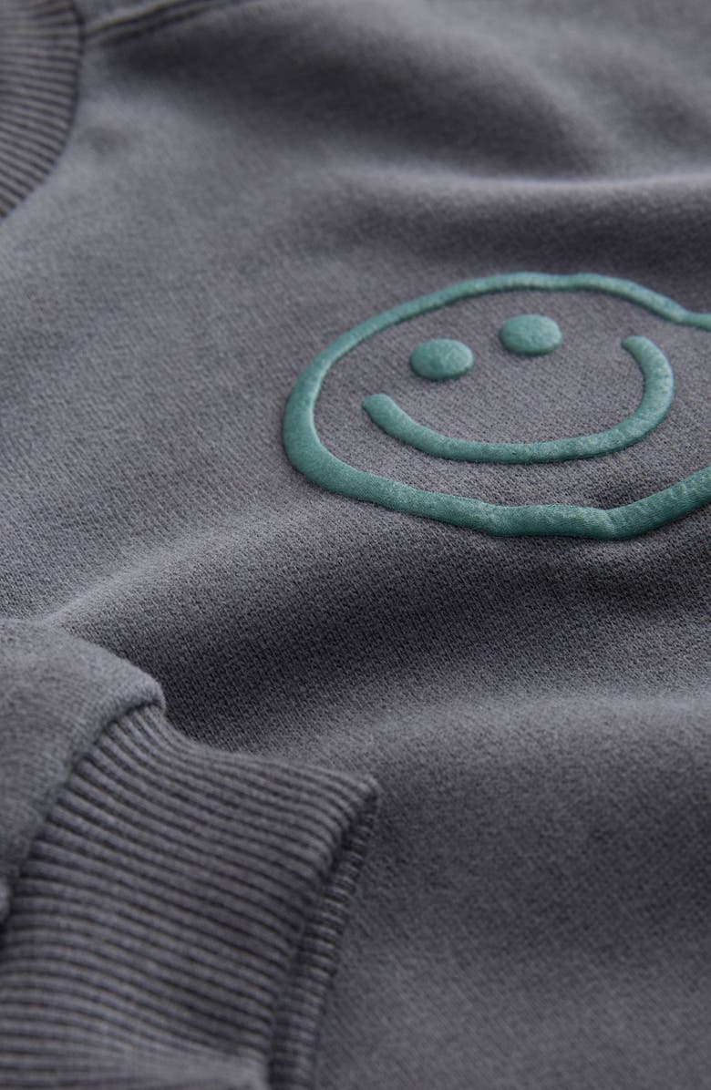 NEXT Kids' Smiley Sweatshirt & Stripe Sweatpants Set, Alternate, color, Black