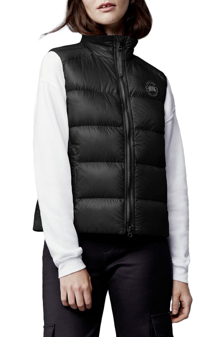 Cypress Water Resistant & Wind Resistant 750 Fill Power Down Recycled Nylon Packable Vest, Main, color, BLACK