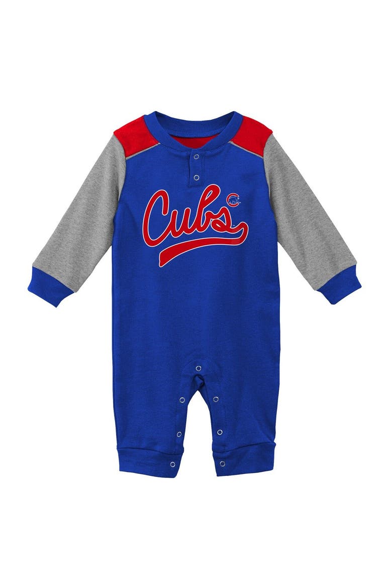 Newborn & Infant Royal/Heathered Gray Chicago Cubs Scrimmage Long Sleeve Jumper, Main, color, Royal