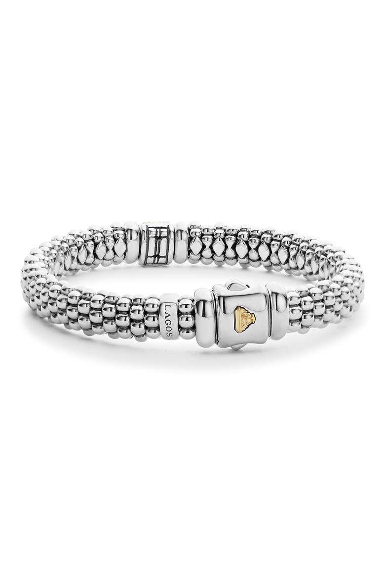 Diamond & Caviar Station Bracelet, Alternate, color, STERLING SILVER/ GOLD