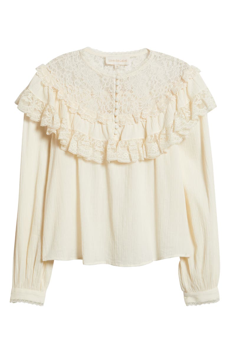 LOVE THE LABEL Brandi Ruffle Yoke Top, Alternate, color, Ivory
