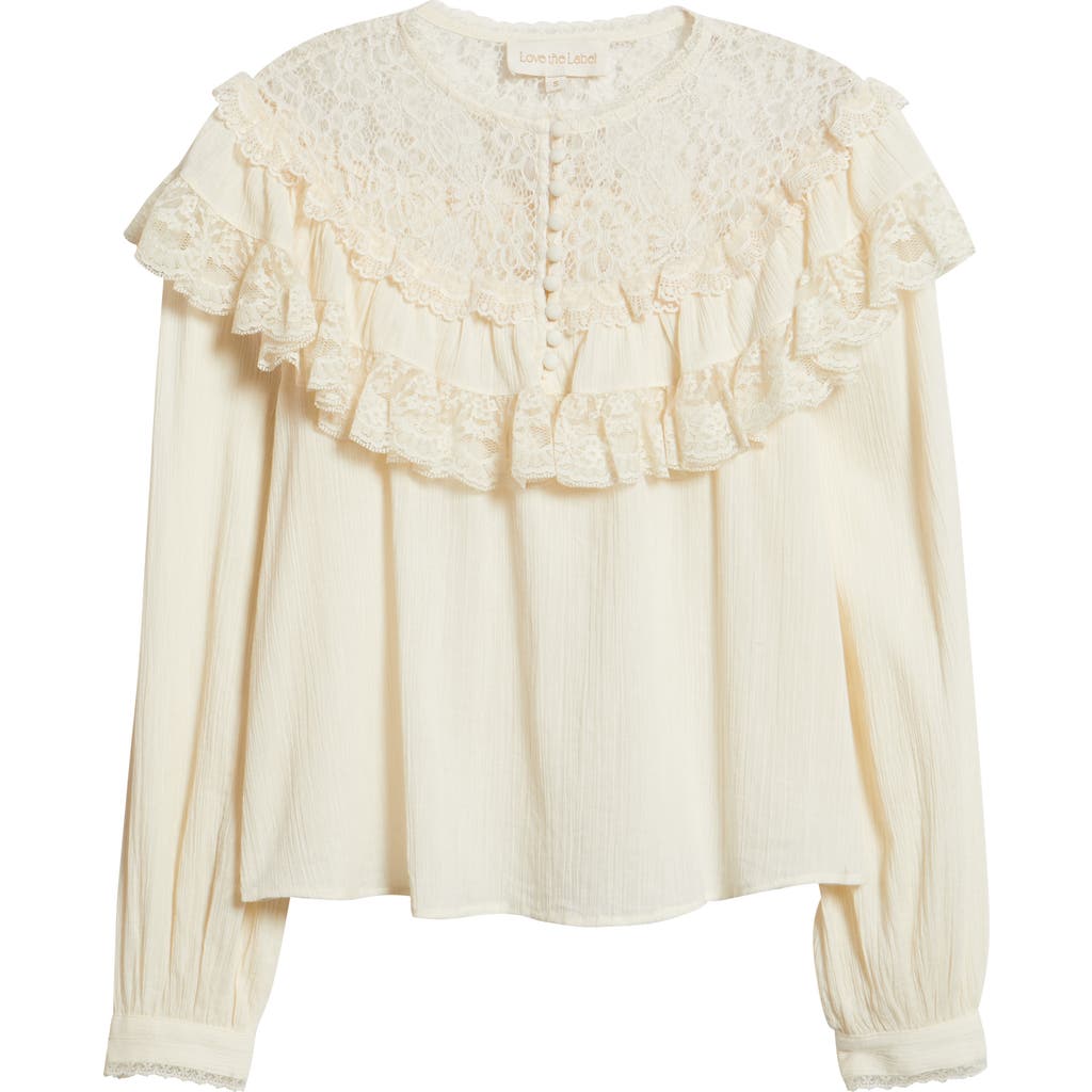 Love The Label Brandi Ruffle Yoke Top In Neutral