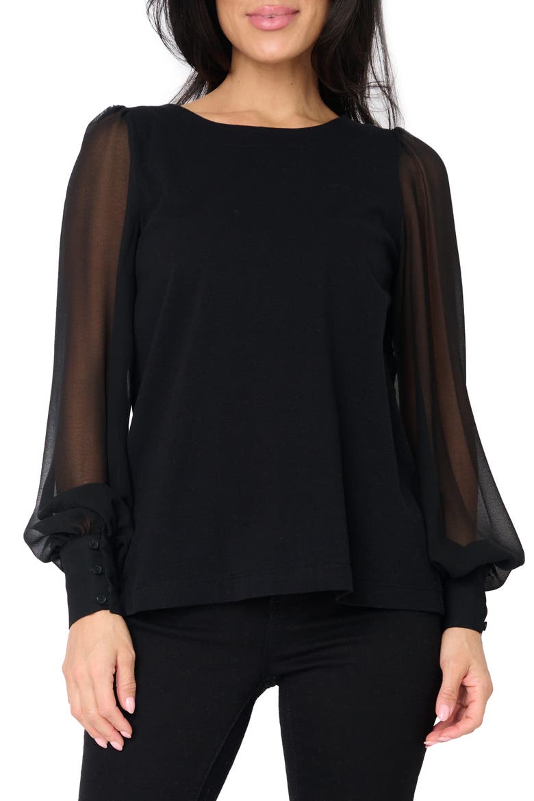 Long Sleeve Top, Main, color, BLACK