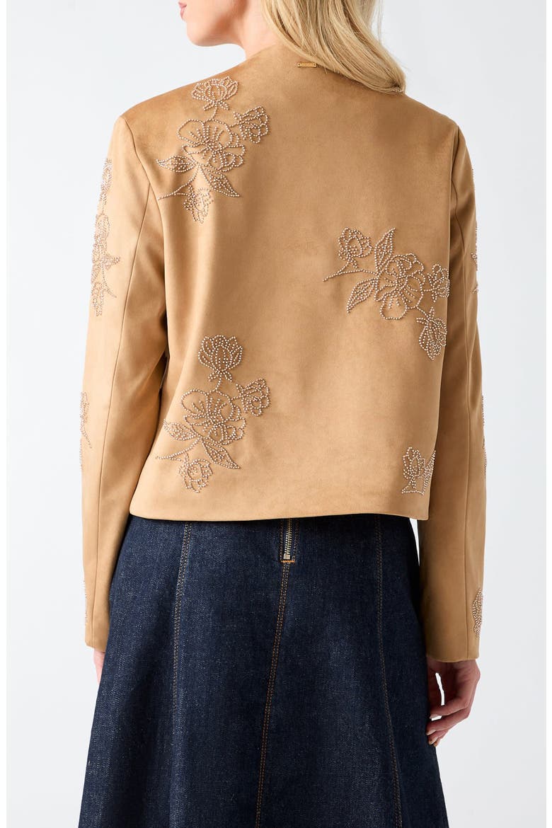 Oceane Faux Suede Beaded Jacket, Alternate, color, F14R-DARK