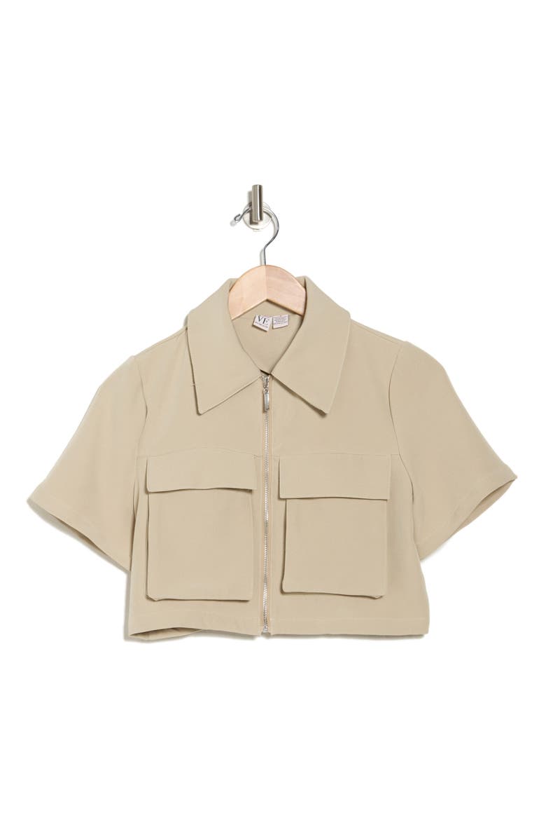 Barcelona Short Sleeve Crop Utility Jacket, Alternate, color, KHAKI