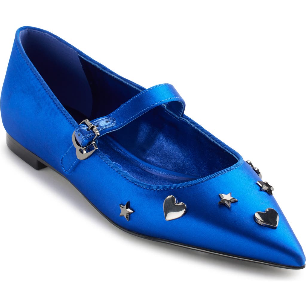 Karl Lagerfeld Paris Veyda Pointed Toe Mary Jane Flat In Cobalt