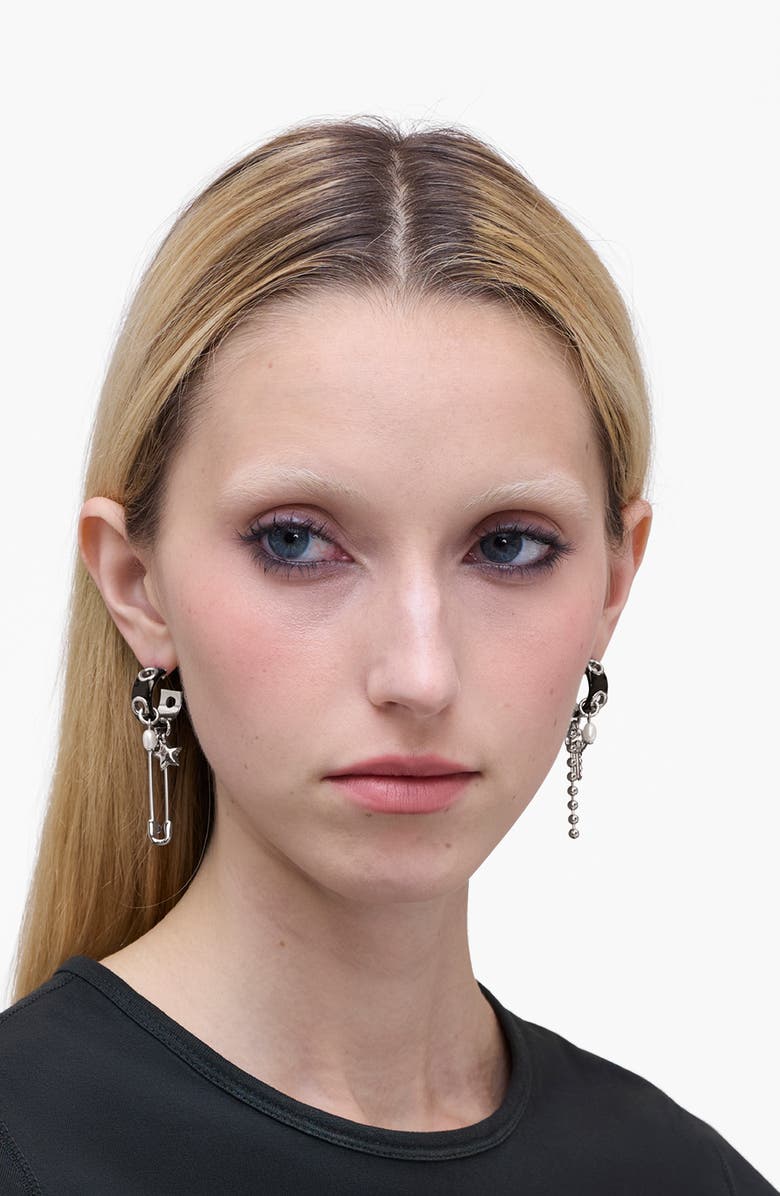 Marc Jacobs Punk Beauty Charm Drop Earrings, Alternate, color, Silver/ Black