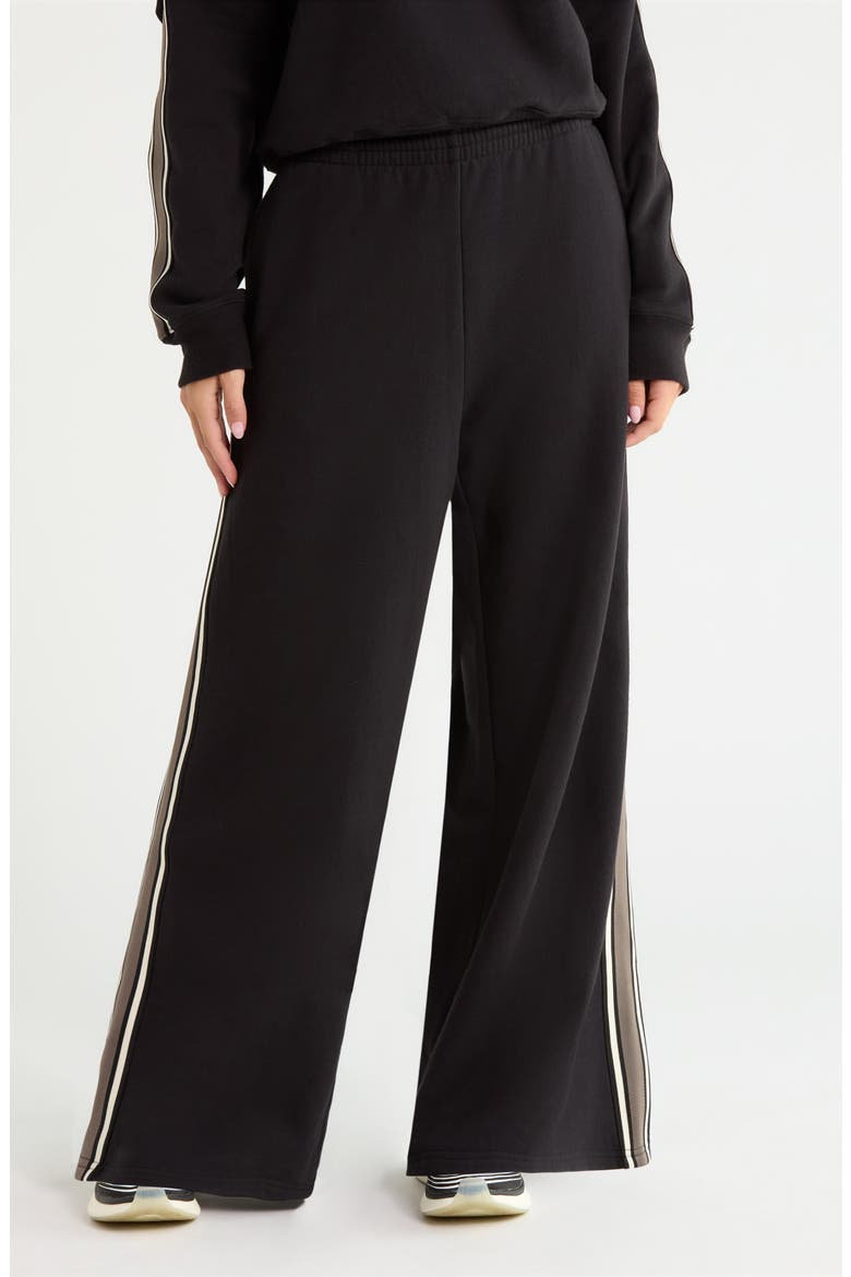 Dallas Wide Leg French Terry Pants, Main, color, BLACK/ LENTIL