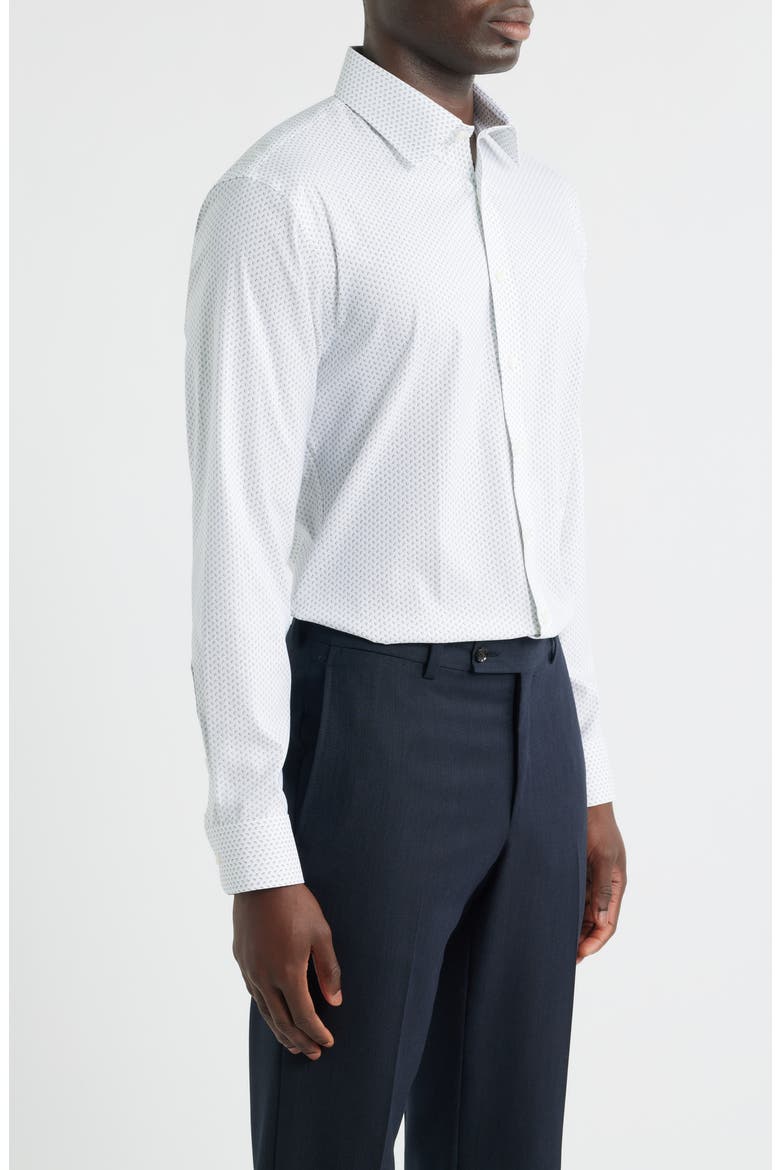 Trim Fit Patterned Premium Performance Twill Dress Shirt, Alternate, color, GREY DIAMOND GEO