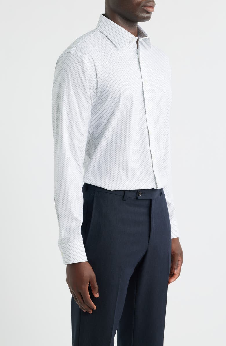 Nordstrom Trim Fit Patterned Premium Performance Twill Dress Shirt, Alternate, color, Grey Diamond Geo