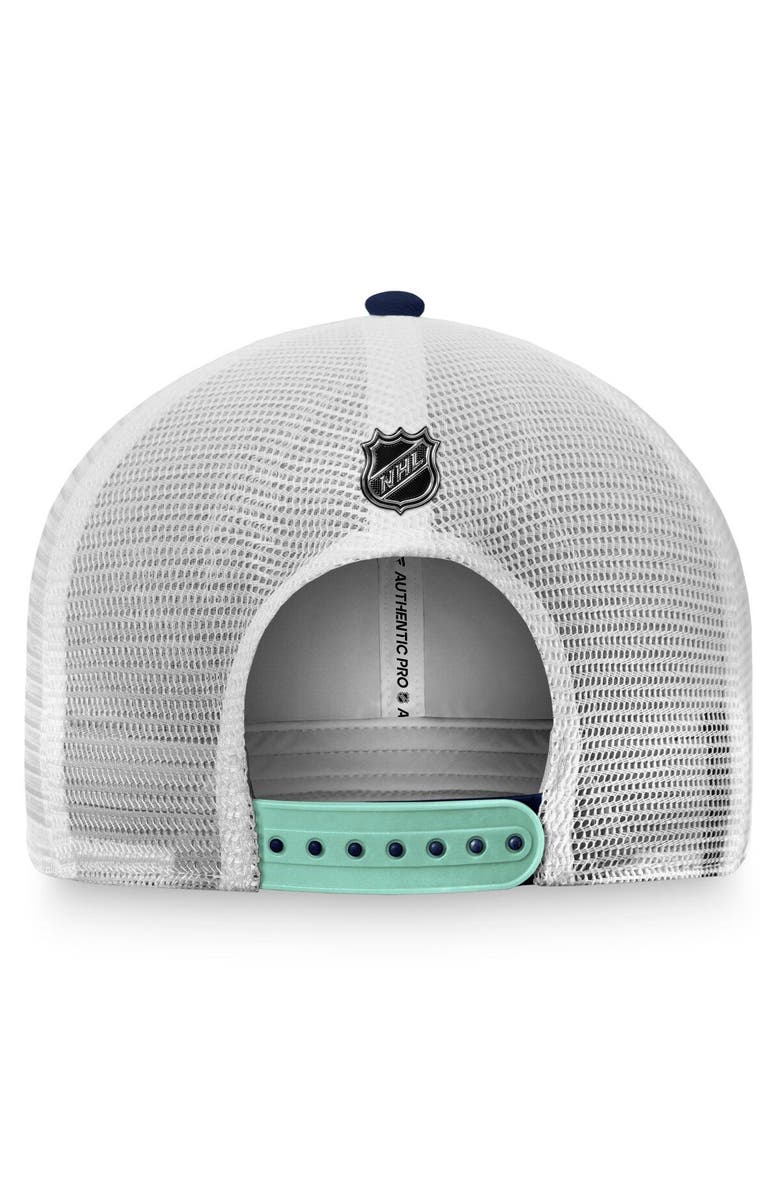 FANATICS Men's Fanatics Branded Deep Sea Blue/White Seattle Kraken Authentic Pro Rink Trucker Snapback Hat, Alternate, color, Navy