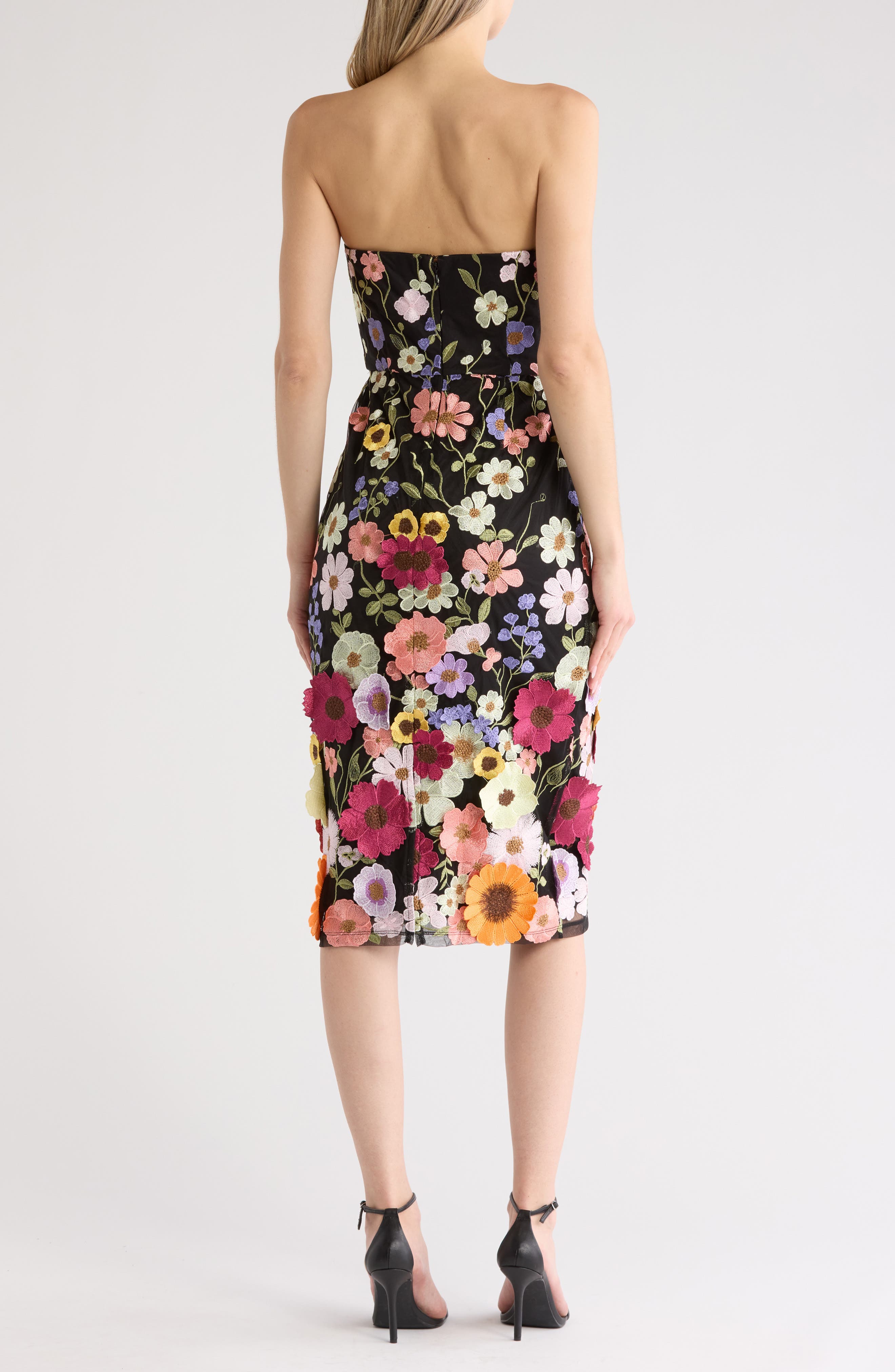 Floral Applique Strapless Dress - image 2