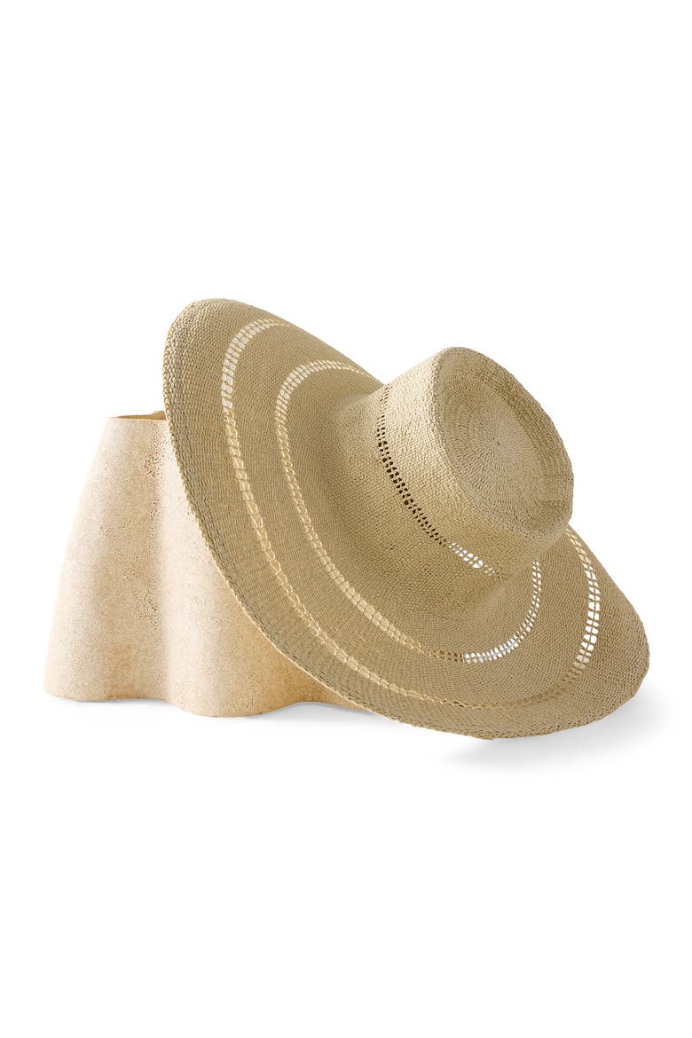 Straw Perforated Sun Hat, Main, color, Natural