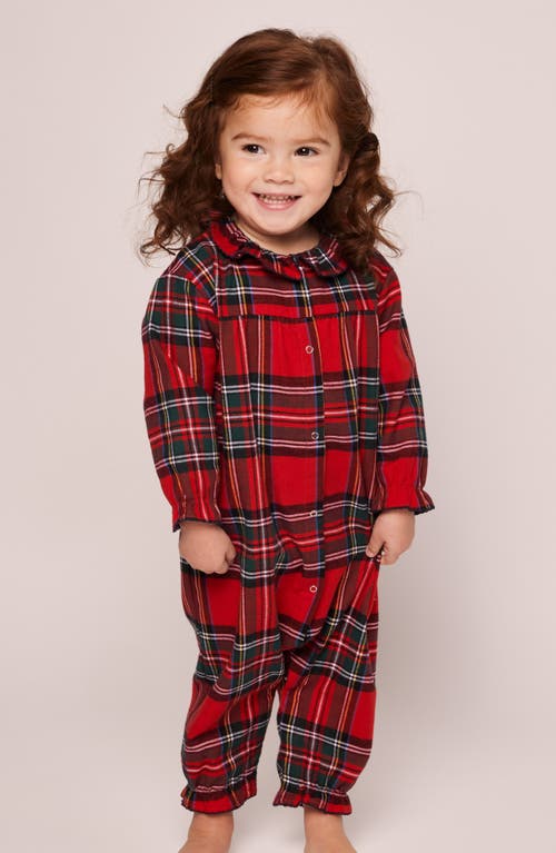 Petite Plume Madeline Imperial Tartan One-piece Brushed Twill Pajamas In Red