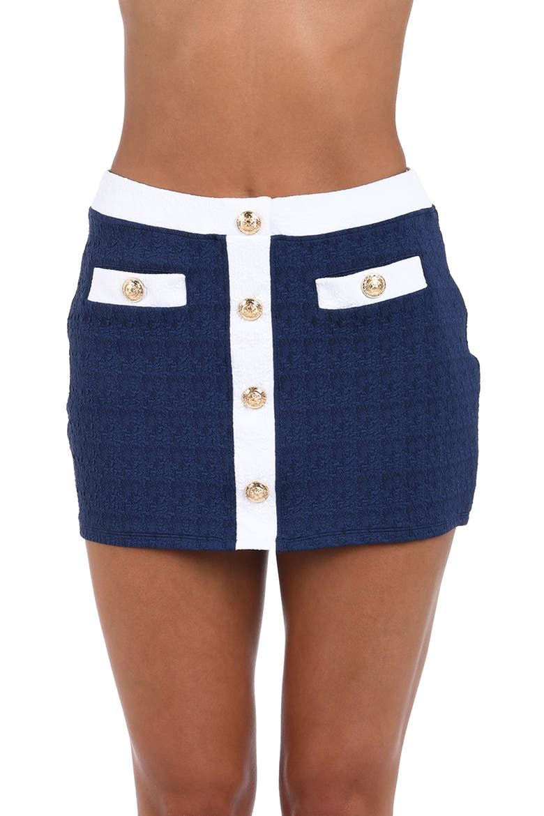 Coco Colorblock High Waist Cover-Up Skirt, Main, color, MARINE
