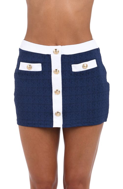 L'agence Coco Colorblock High Waist Cover-up Skirt In Marine