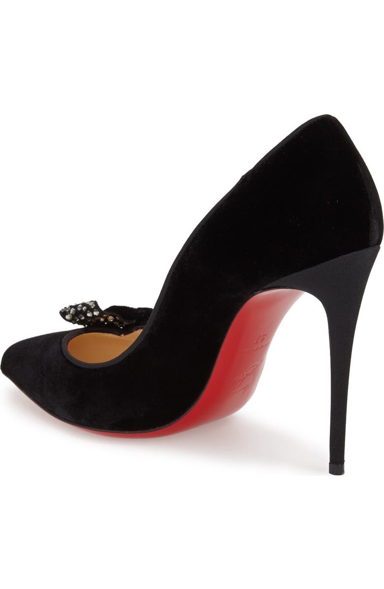 Christian Louboutin 'Madame Menule' Embellished Bow Pointy Toe Pump, Alternate, color,
