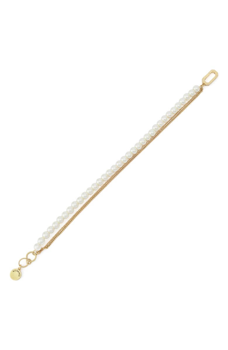 AllSaints Multilayer Faux Pearl & Chain Bracelet, Alternate, color, 