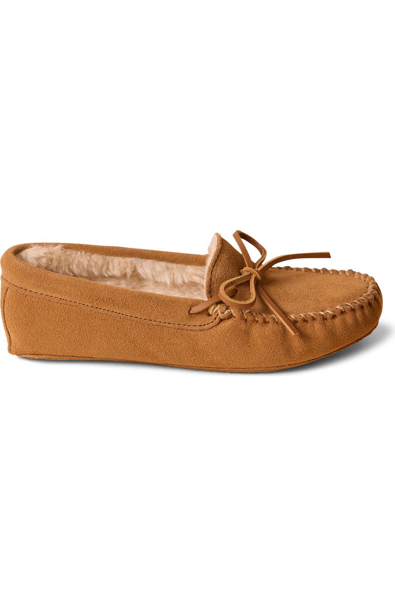 Minnetonka Faux Fur Lined Soft Sole Slipper, Main, color, Golden Tan