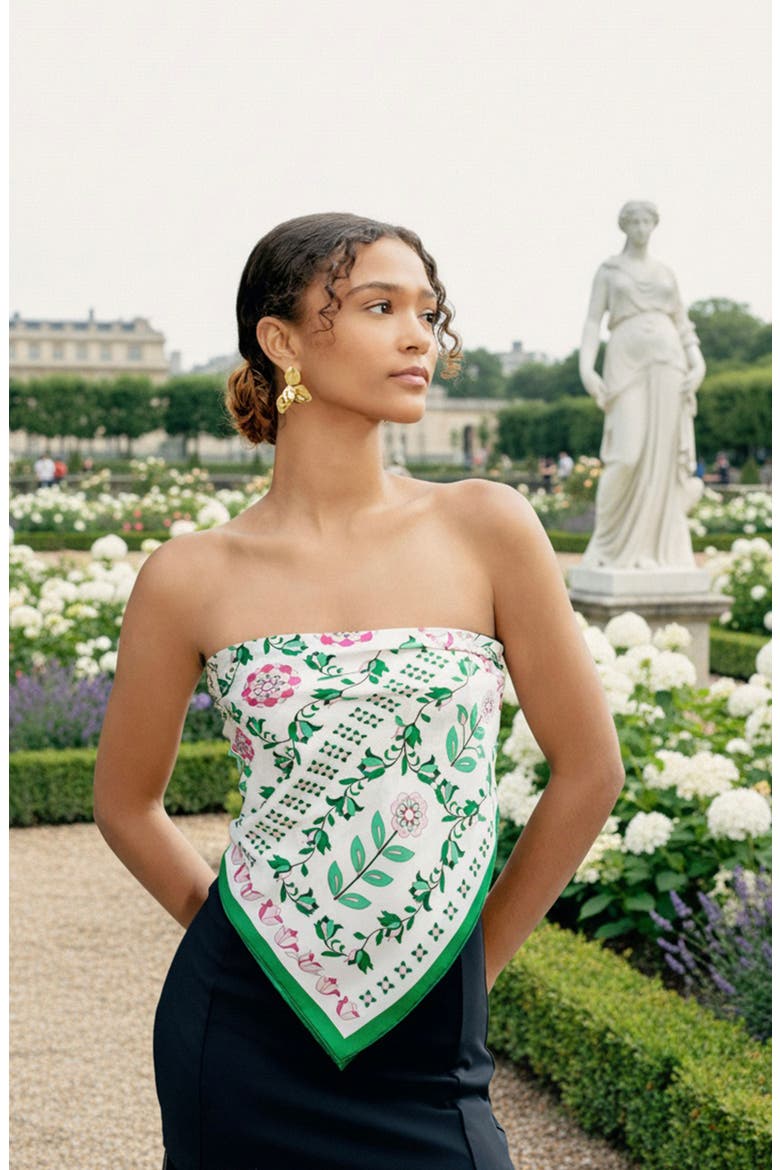 Ivy Parterre Double Sided Silk Scarf, Alternate, color, Green