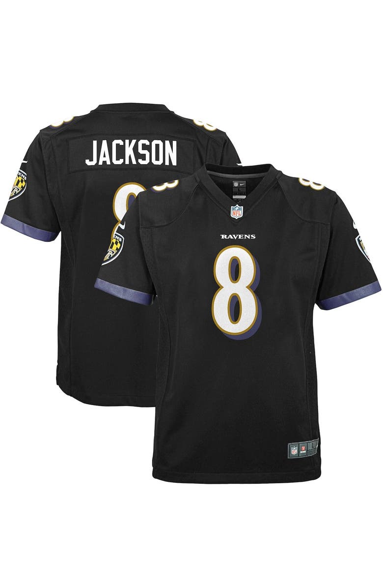 Nike Youth Nike Lamar Jackson Black Baltimore Ravens Game Jersey, Main, color, Black