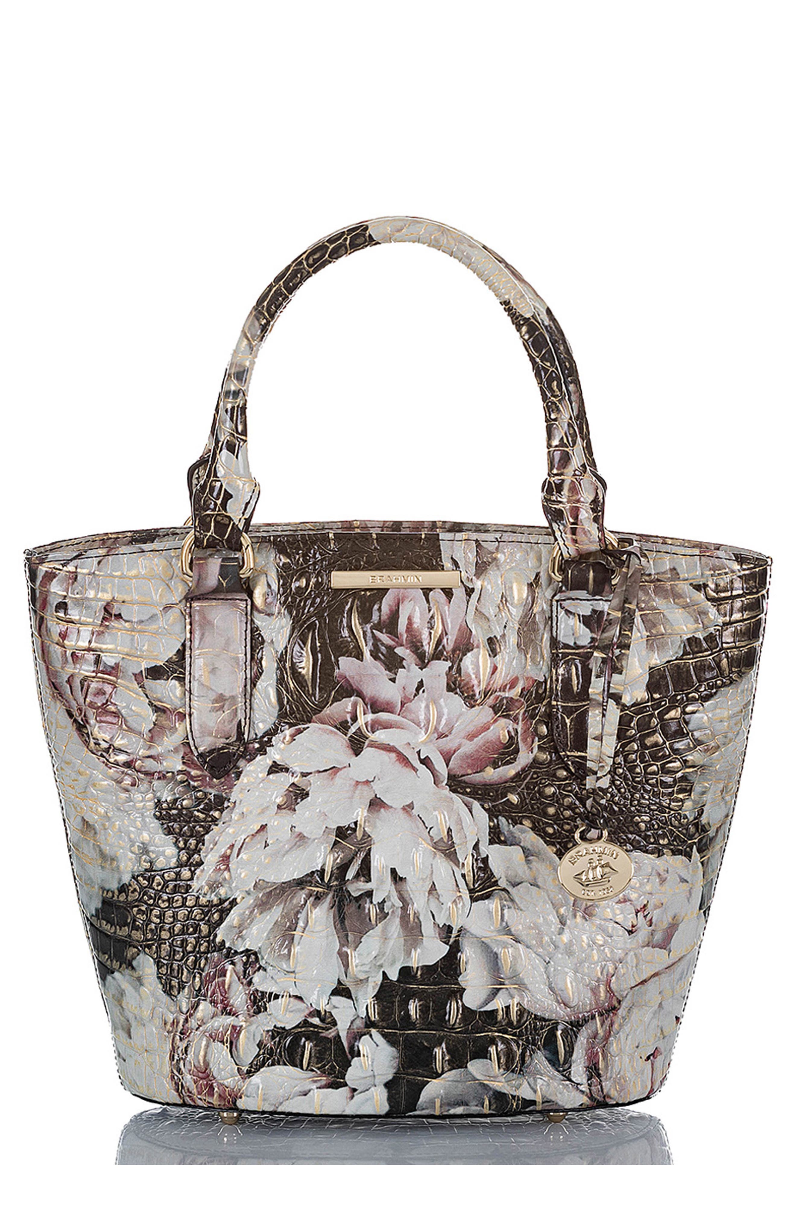 Brahmin Small Bowie Croc Embossed Leather Tote, Main, color, 