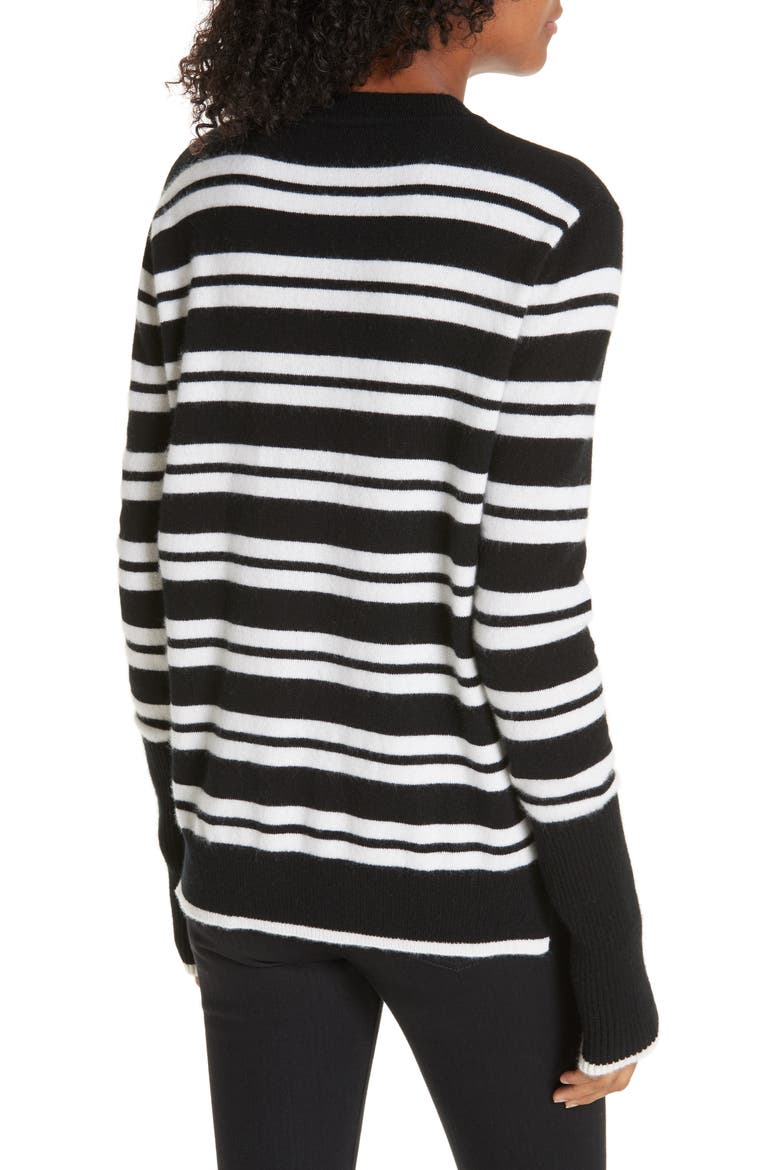 Le Ligne Tripe Stripe Cashmere Sweater, Alternate, color, BLACK/ CREAM