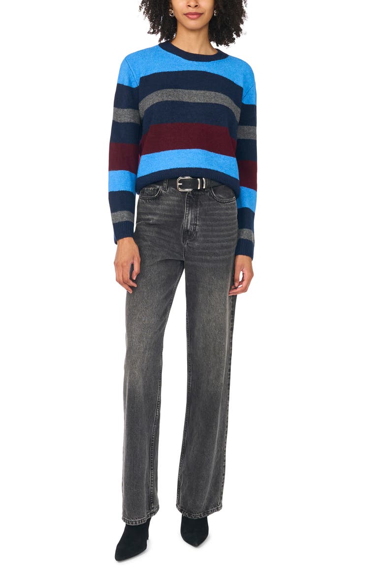 Stripe Crewneck Sweater, Alternate, color, CLASSIC NAVY
