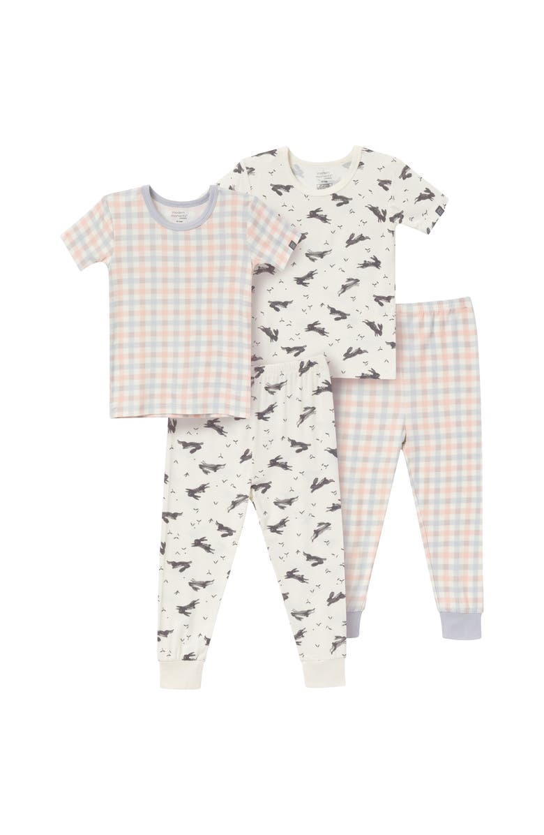 Modern Moments<sup>™</sup> by Gerber Tight Fitting Footless Pajamas, 4-Piece Set, Main, color, Spring Plaid