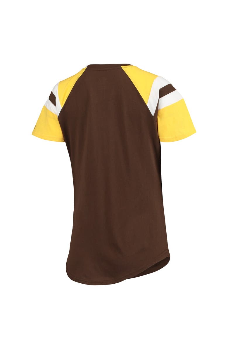 STARTER Women's Starter Brown/Gold San Diego Padres Game On Notch Neck Raglan T-Shirt, Alternate, color,