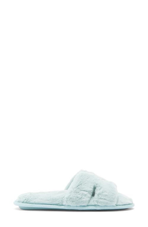 Honeydew H Band Plush Faux Fur Slipper In Green