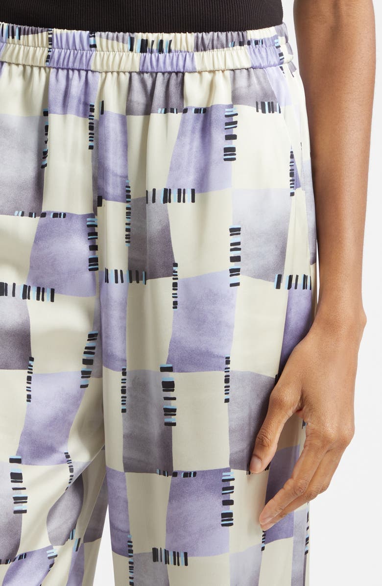 Emporio Armani Check Satin Pants, Alternate, color, Purple