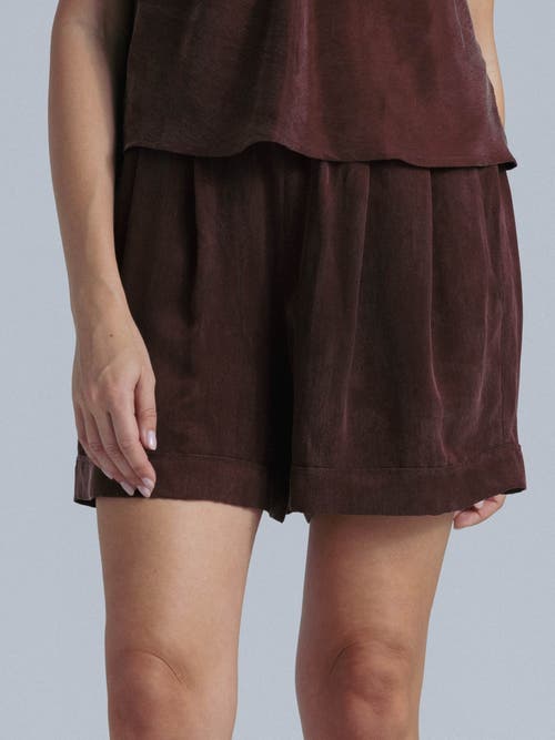 Alas High Waisted Cupro Shorts In Brown