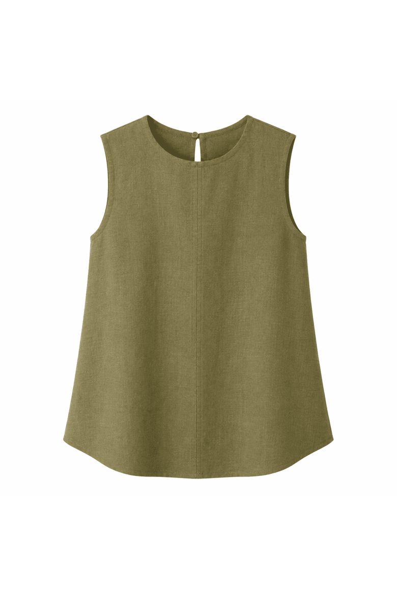 Almira Crew Neck Linen Blouse, Alternate, color, Khaki
