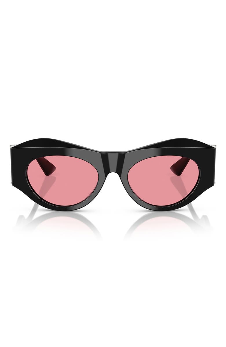 Versace 52mm Oval Sunglasses, Main, color, Black