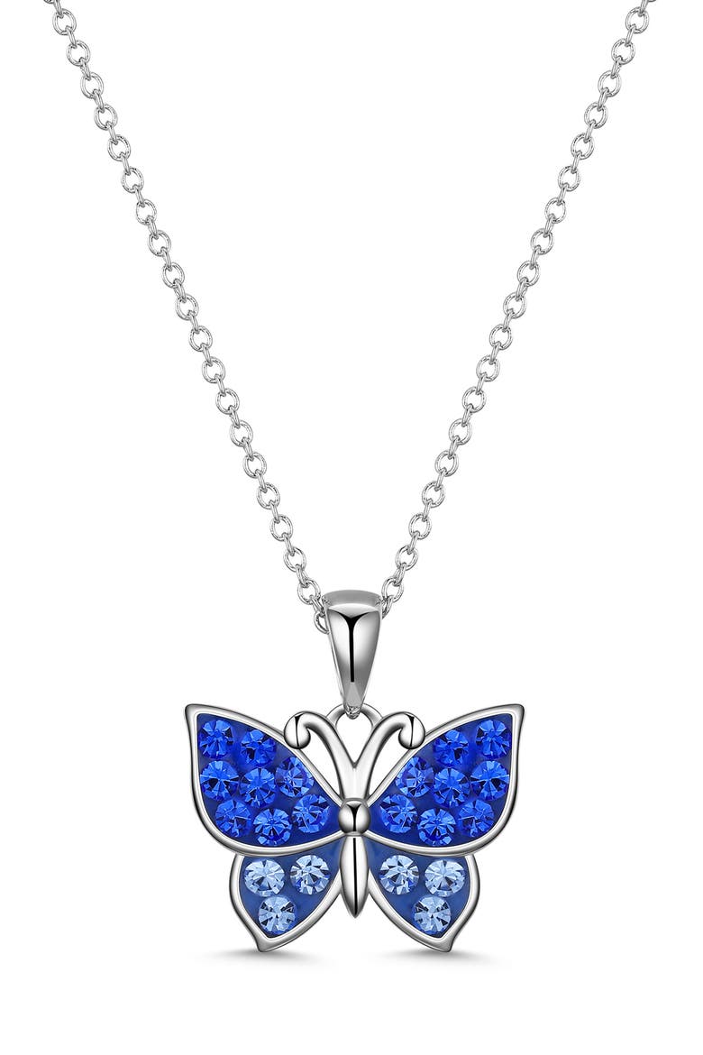 Kids' Crystal Butterfly Pendant Necklace, Main, color, BLUE