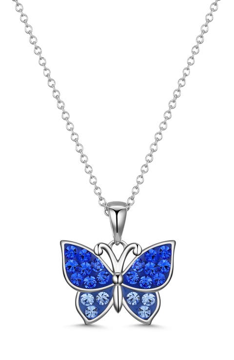 Kids' Crystal Butterfly Pendant Necklace