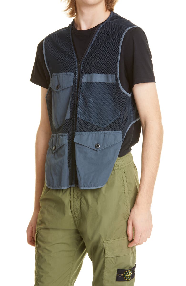 Stone Island Short Sleeve Cotton & Linen Shirt Jacket, Alternate, color, 