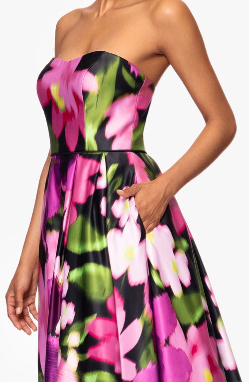 BETSY & ADAM BETSY & ADAM STRAPLESS HIGH-LOW GOWN 