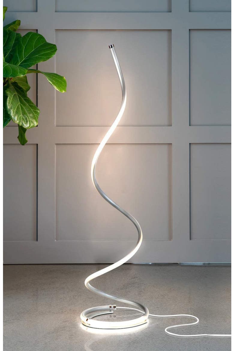 Allure 38" Spiral LED Floor Lamp with Built-In 3-Way Dimmer Function, Alternate, color, Polished Silver