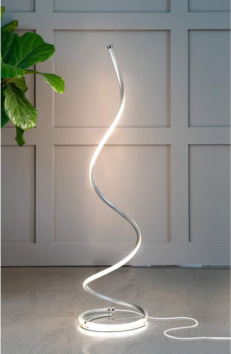 Brightech Allure 38" Spiral LED Floor Lamp with Built-In 3-Way Dimmer Function, Alternate, color, Polished Silver