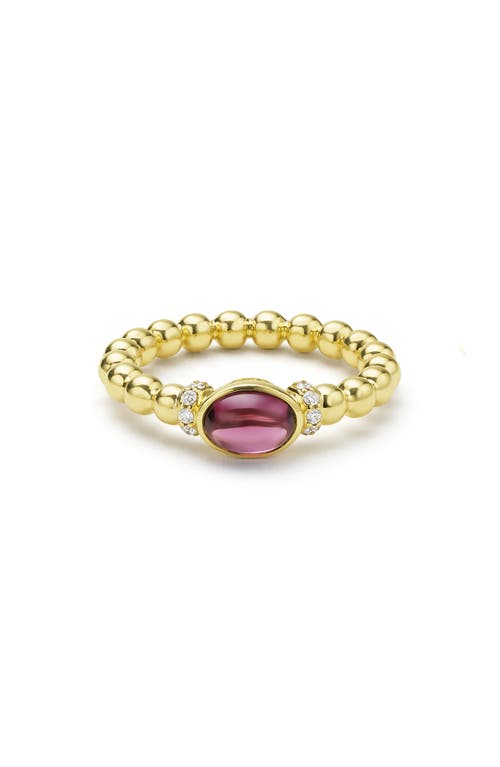 Lagos Rhodolite Garnet & Diamond Caviar Ring In Gold