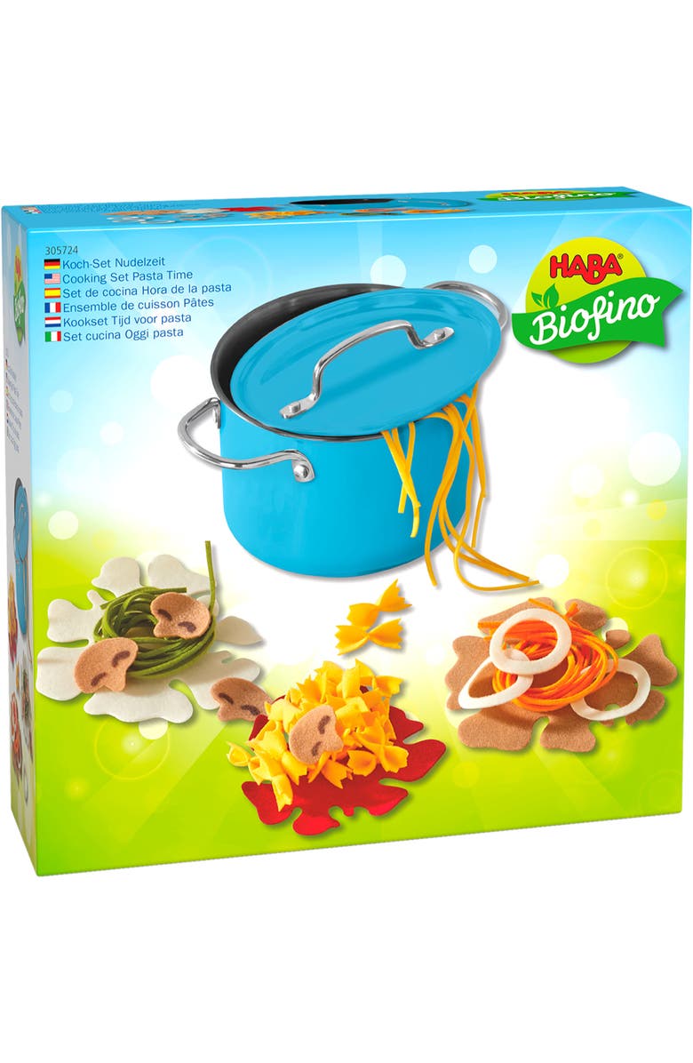 HABA Felt Pasta Cooking Set with Metal Pot & Toppings, Pretend Play Kitchen Toy for Kids & Toddlers 3 Years and Up, Alternate, color, 