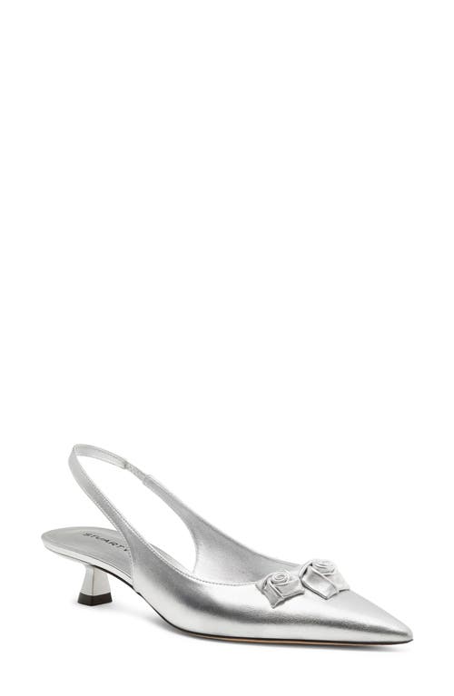 Stuart Weitzman Rosie Pointed Toe Slingback Pump In Silver
