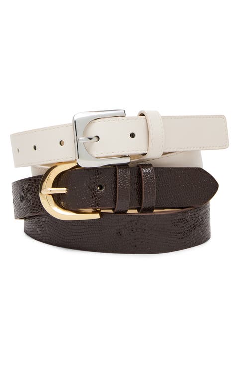Set of 2 Faux Leather Belts