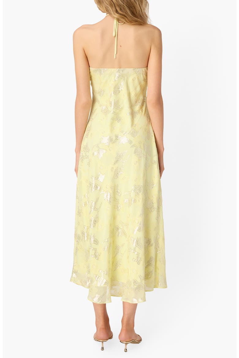 Ruzita Metallic Silk Blend Halter Midi Dress, Alternate, color, BUTTERCUP