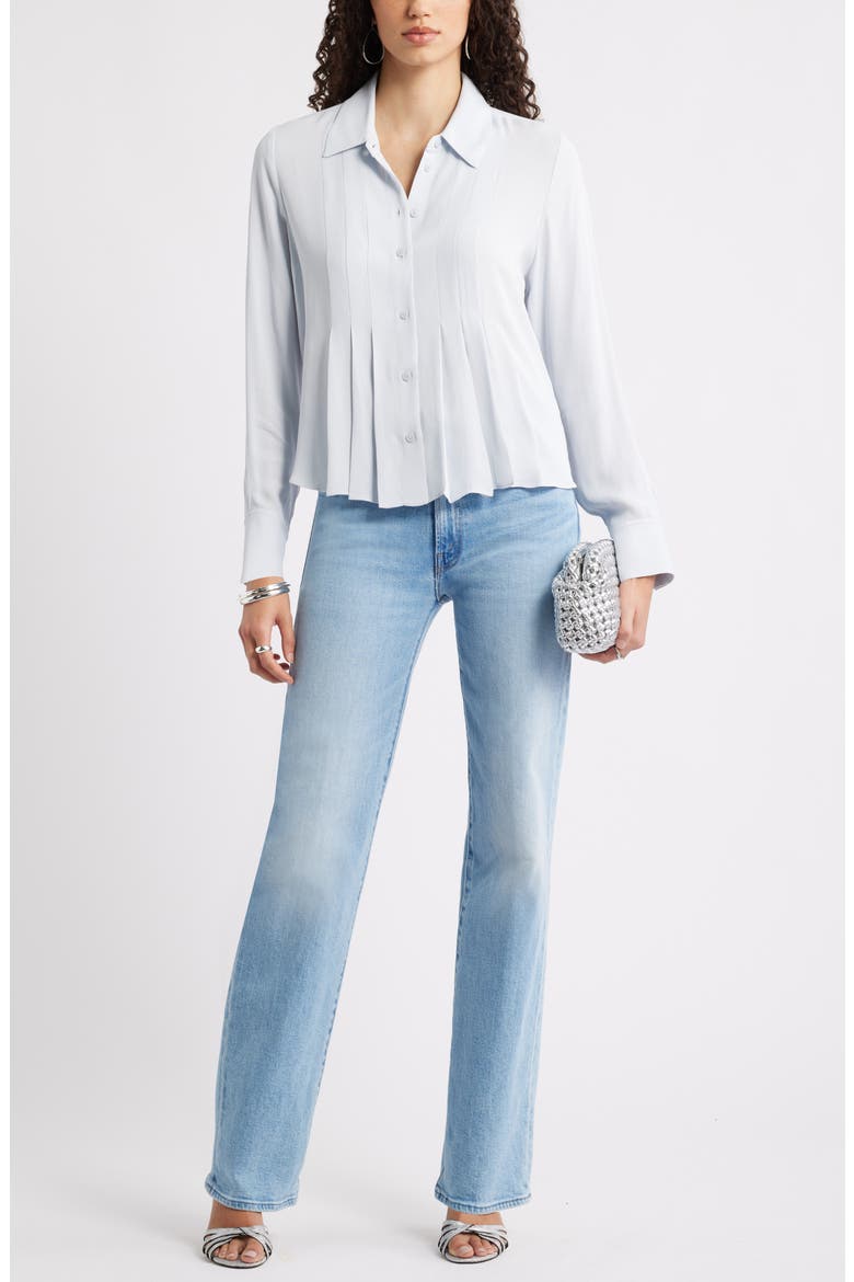 Tux Pleated Button-Up Shirt, Alternate, color, BLUE DAWN