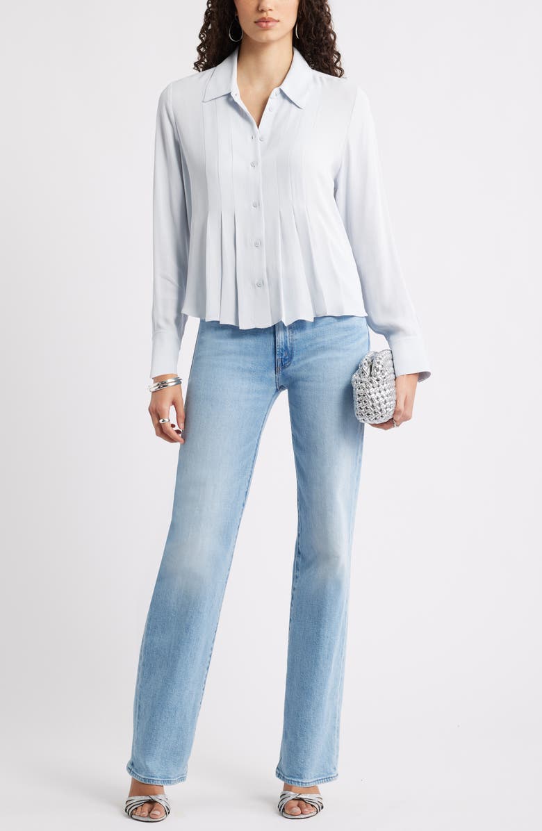 Nordstrom Tux Pleated Button-Up Shirt, Alternate, color, Blue Dawn